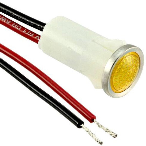 1092D3-125VAC, LED Panel Mount Indicators PMI .5in. LED 125V Wire Semi-Dome Amber