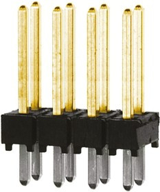 TSW-104-14-L-D, TSW Series Straight Through Hole Pin Header, 8 Contact(s), 2.54mm Pitch, 2 Row(s), Unshrouded