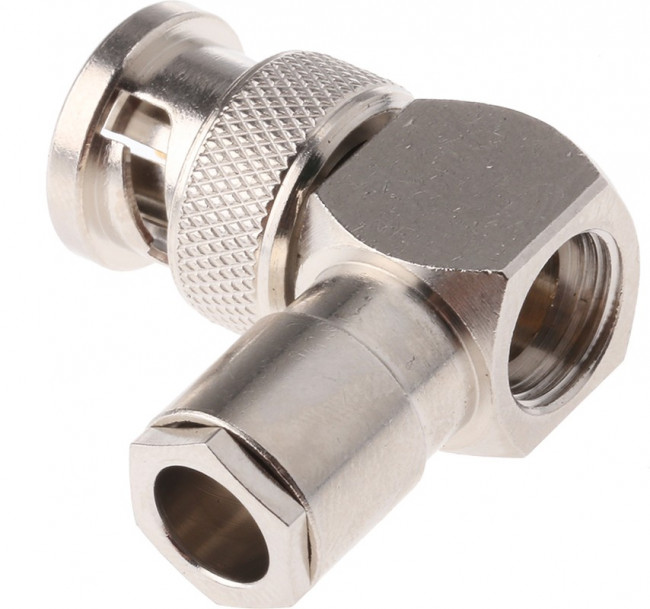 J01002A1217, 75 Right Angle Cable Mount, BNC Connector, Plug, RG59 B/U J01002A1217, 75 Right Angle Cable Mount, BNC Connector, Plug, RG59 B/U