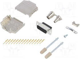 DPPK15-M-DBCP-K, Разъем D-Sub; PIN: 15; вилка; "папа"; обжим; на провод; черный