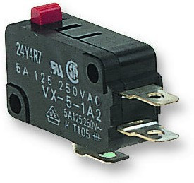 VX5-1A2, Микропереключатель, Миниатюрный, Контактный Плунжер, SPDT, Пайка, 5 А