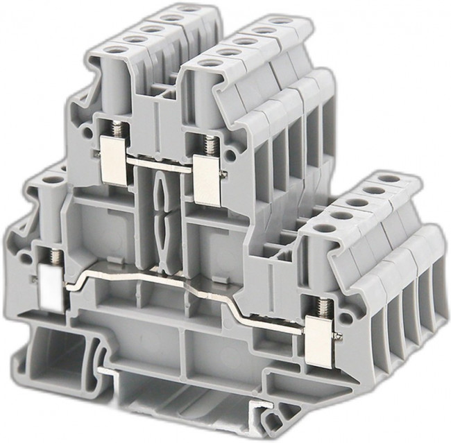 Клемма двухуровневая винтовой зажим 4 точки подключения 4кв.мм сер. DKC TTURB-4