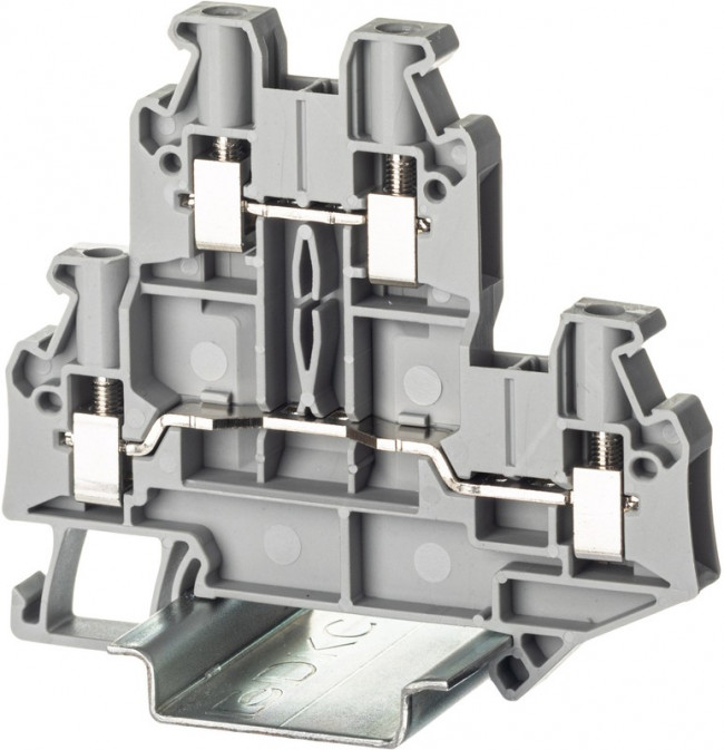 Клемма двухуровневая винтовой зажим 4 точки подключения 4кв.мм сер. DKC TTURB-4