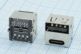 Разъем USB розетка x2, тип C 3.1/A, контакты на плату, USB3.1TYPE-C24PF Разъем USB розетка x2, тип C 3.1/A, контакты на плату, USB3.1TYPE-C24PF