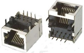 RJ45GE-C, Гнездо, RJ45, PIN: 8, экранированный, Конф: 8p8c, THT, угловой 90°