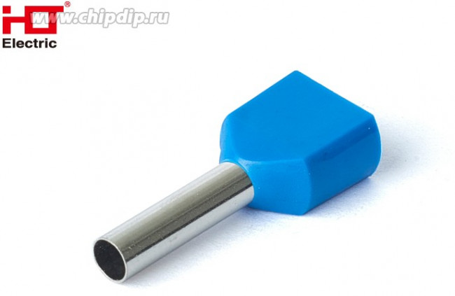 084-04-59, Наконечник штыревой втулочный изолированный (двойной) Ншви(2) 2512 синий (уп./100 шт) HLT