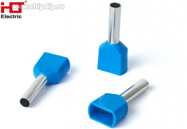 084-04-59, Наконечник штыревой втулочный изолированный (двойной) Ншви(2) 2512 синий (уп./100 шт) HLT