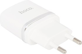 Блок питания (сетевой адаптер) HOCO C12 с 2 USB портами 2,4 A с microUSB кабелем белый