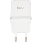 Блок питания (сетевой адаптер) HOCO C12 с 2 USB портами 2,4 A с microUSB кабелем белый