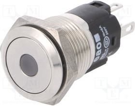 82-4151.1234, Pushbutton Switches Grn Dot LED 24VAC/DC 16mm QC Flush