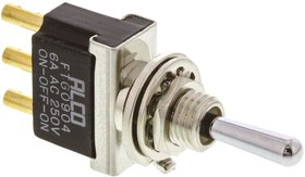 FTG0904, Toggle Switch, Panel Mount, (On)-Off-(On), SPDT, Solder Terminal, 125V ac FTG0904, Toggle Switch, Panel Mount, (On)-Off-(On), SPDT, Solder Terminal, 125V ac