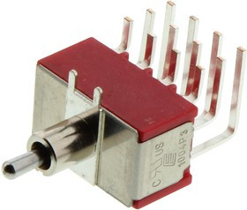 1004P3T2B4M7QE, Toggle Switches 5A 120VAC/28VDC On-Off-On PC Mnt