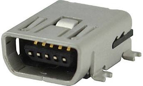 UJ2-MABH-1-SMT-TR, USB Connectors USB 2.0 mini AB jack 5 pin Horizontal SM