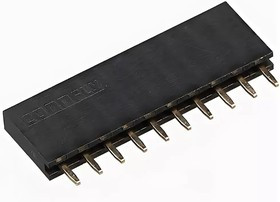 PBS-10 (DS1023-1x10), Гнездо на плату 2.54мм 1х10pin прямое
