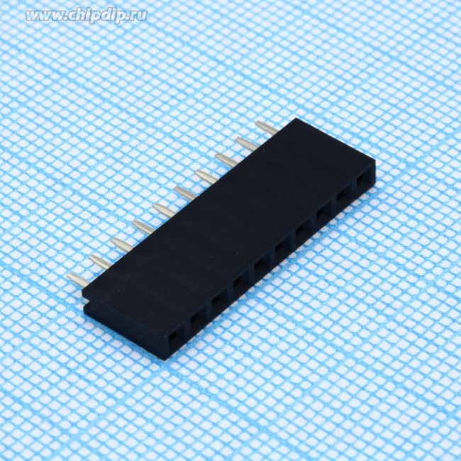PBS-10 (DS1023-1x10), Гнездо на плату 2.54мм 1х10pin прямое