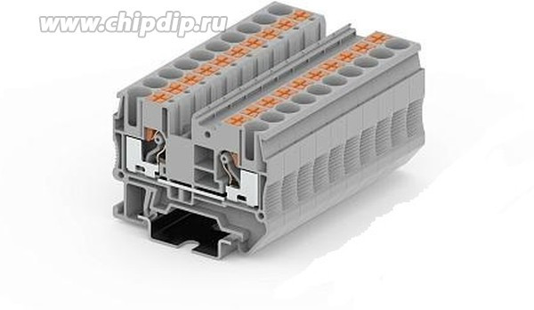 TP6-2-GY, Клемма на DIN-рейку push-in. 6 мм2 2 конт. проходная серая