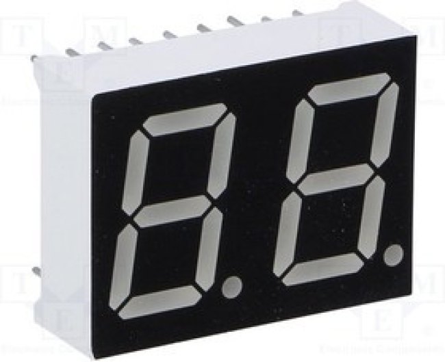 OPD-D5630LR-BW, Дисплей: LED, 7-сегментный, 14,2мм, 0,56", II.зн: 2, красный, 35мкд