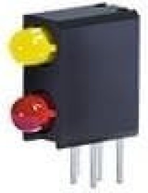 WP934MD/LYLID, LED Circuit Board Indicators 3mm 588/617nm Bi-lvl LED INDICATOR