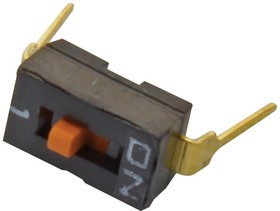A6T1104, Switch DIP OFF ON SPST 1 Raised Slide 0.025A 24VDC PC Pins 1000Cycles Thru-Hole Tube