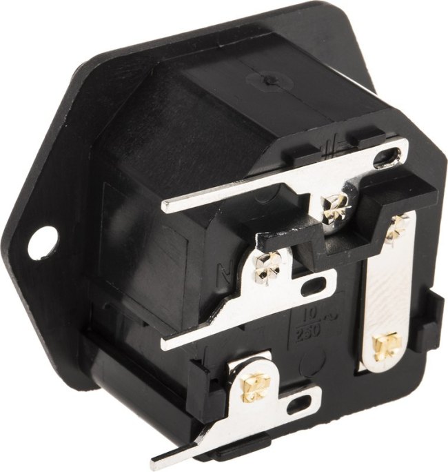 PF0001/PC, C14 Right Angle Panel Mount IEC Connector Male, 10A, 250 V, Fuse Size 5 x 20mm PF0001/PC, C14 Right Angle Panel Mount IEC Connector Male, 10A, 250 V, Fuse Size 5 x 20mm