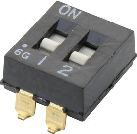 1825059-6, DIP / SIP переключатель, 2 схем(-а), Flush Slide, SMD (Поверхностный Монтаж), SPST, 24 В, 100 мА