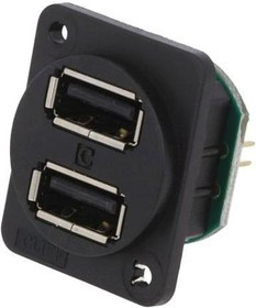 CP30100X, Гнездо, USB A, штыревой, двойное, USB 2.0, Шаг: 2,54мм