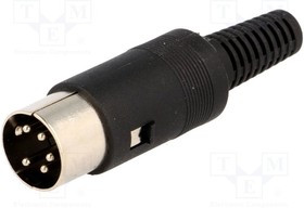 DC-001, Вилка, DIN, "папа", PIN 5, Конфиг.выводов 240°, прямой, на провод