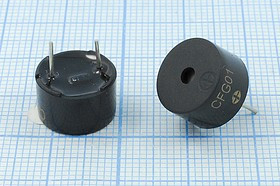 Излучатель звука магнитоэлектрический со встроенным генератором 1.5В, частота 2.3кГц 12x8мм згм 12x