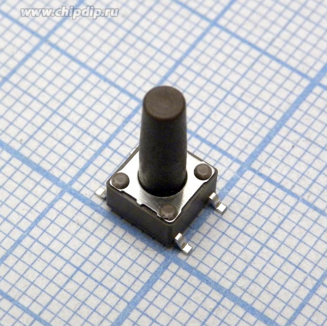 DTSM-66N-V-B, Микропереключатель, 1, SPST-NO, 0,05A/12ВDC, SMT, 1,6Н, 6,2x6,2мм