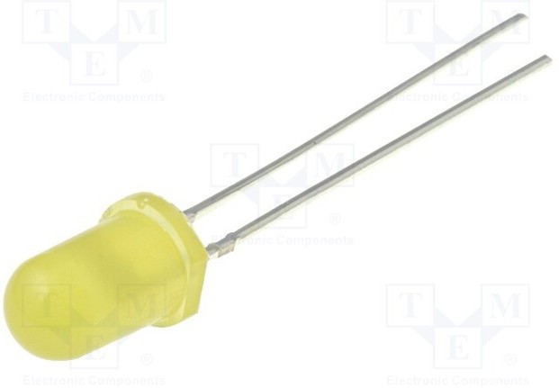 OSY5LU5B64A-12V, LED; 5mm; yellow; 100?130mcd; 60°; Front: convex; 12V; Pitch: 2.54mm