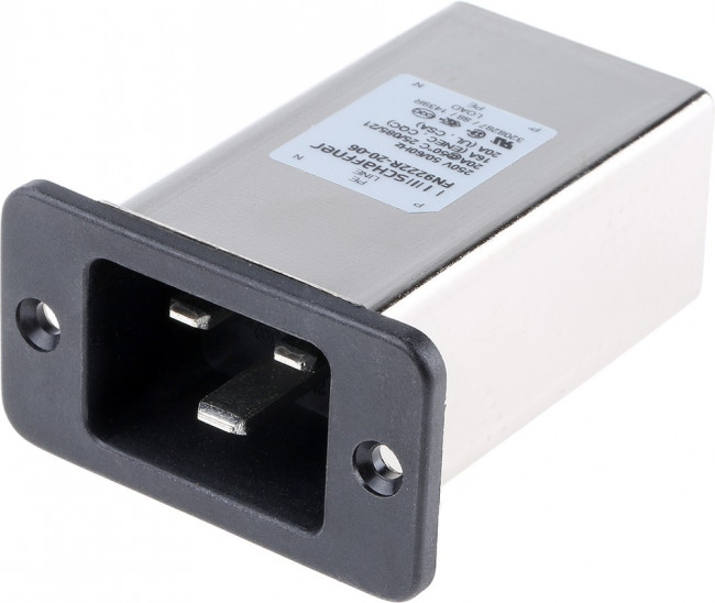 FN9222R-20-06, Разъем: питания AC; гнездо; "папа"; 20А; 250ВAC; C14 (E); -25?85°C