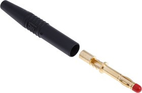 22.2260-21 22.1025, Black Male Banana Plug, 4 mm Connector, Solder Termination, 32A, 1000V, Gold Plating