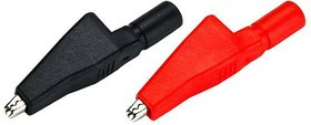 CT3762, Test Clips Med. Alligator Clips, Insul. w/4mm BPlug Jack, B/R Pair