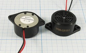 Зуммер магнитоэлектрический с генератором, размер 26.0x16m39, напряжение 1.5В, частота 0.4кГц, конта