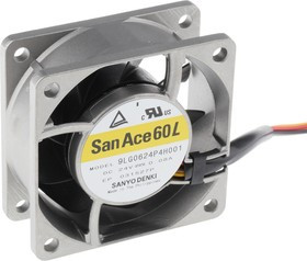9LG0624P4H001, San Ace 9LG Series Axial Fan, 24 V dc, DC Operation, 47m³/h, 1.92W, 80mA Max, 60 x 60 x 25mm