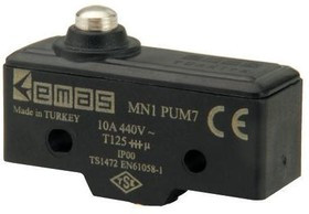 MN1PUM7, Микропереключатель 10А 250VAC с плунжером