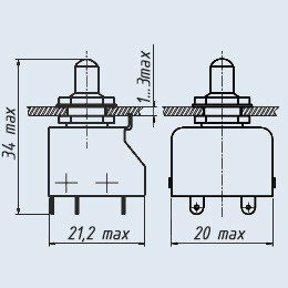 КМ2-1, Кнопка малогабаритная АГО.360.203 ТУ "1" КМ2-1, Кнопка малогабаритная АГО.360.203 ТУ "1"