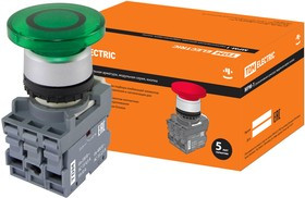 SQ0747-0032, МРМ1-11G(LED), кнопка грибовидная в сборе d40мм/24B 1з+1р зеленая