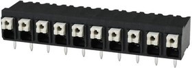 TBLH10-500-10BK, Fixed Terminal Blocks Terminal block, screwless, High Temp, 5.00, Horizontal, 10, Black w Gray Button