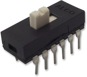 3-1825010-7, Движковый переключатель, 6PDT, Вкл.-Вкл., Сквозное Отверстие, ASE, 300 мА, 115 В