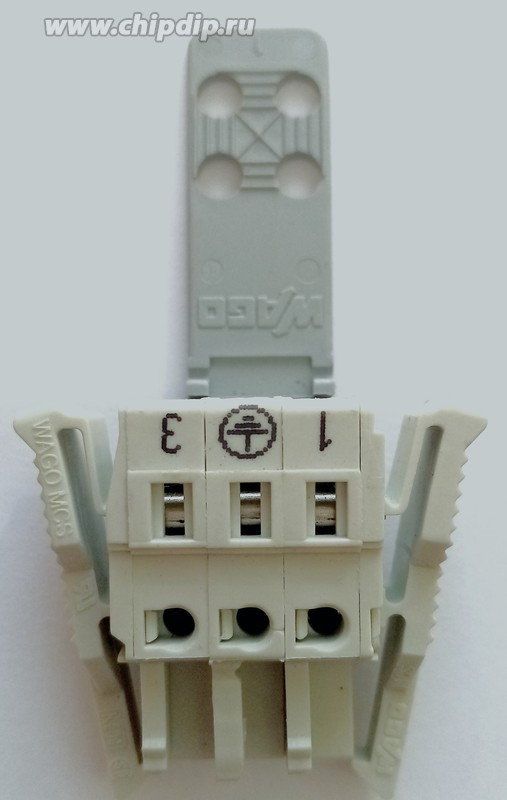 721-103/037-000/032-000 3-контакт. розетка, шаг 5 мм, пластина разгрузки, серая