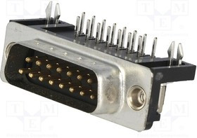 DA15-PL-24, Разъем D-Sub; PIN: 15; гнездо; "папа"; угловой 90°; THT; UNC4-40