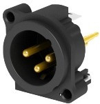 Seetronic SCBDM3-V панельный разъём XLR, "папа", 3-контактный, вертикальная установка, позолоченные контакты