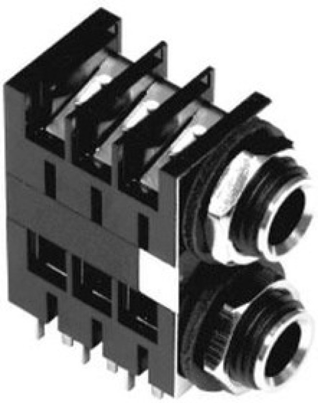 ACJM-MHDE, Phone Connectors 1/4"DUALJACK Pigybac Hor CHASSIS CONN