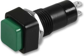 MCPS23B-6, Кнопочный переключатель, 12 мм, SPST, (Вкл.)-Выкл., Square Raised, Зеленый