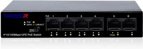 Коммутатор Trassir TR-NS1106-60-4POE, неуправляемый