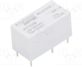 AKE105DM00G, Relay: electromagnetic; SPST-NO; Ucoil: 5VDC; 8A; 8A/250VAC; PCB
