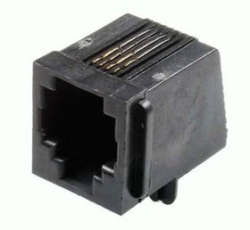 TJ2-6P4C (KLS12-144-6P4C-W-B-01), Розетка RJ14 телефонная на плату тип 2 (OBSOLETE)