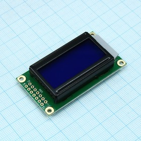 WH0802A-TMI-CT#, ЖКИ симв, 8х2, подсв. Белая, инд.Синий