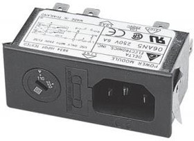 06AN5, AC Power Entry Modules Power Entry Module, Snap-In Mounting, 115/250VAC, 6A, N/A-Lug, Metal Case